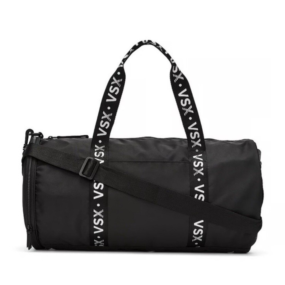 Victoria's Secret VSX Carry-On Tote Duffle Gym Bag Black & White